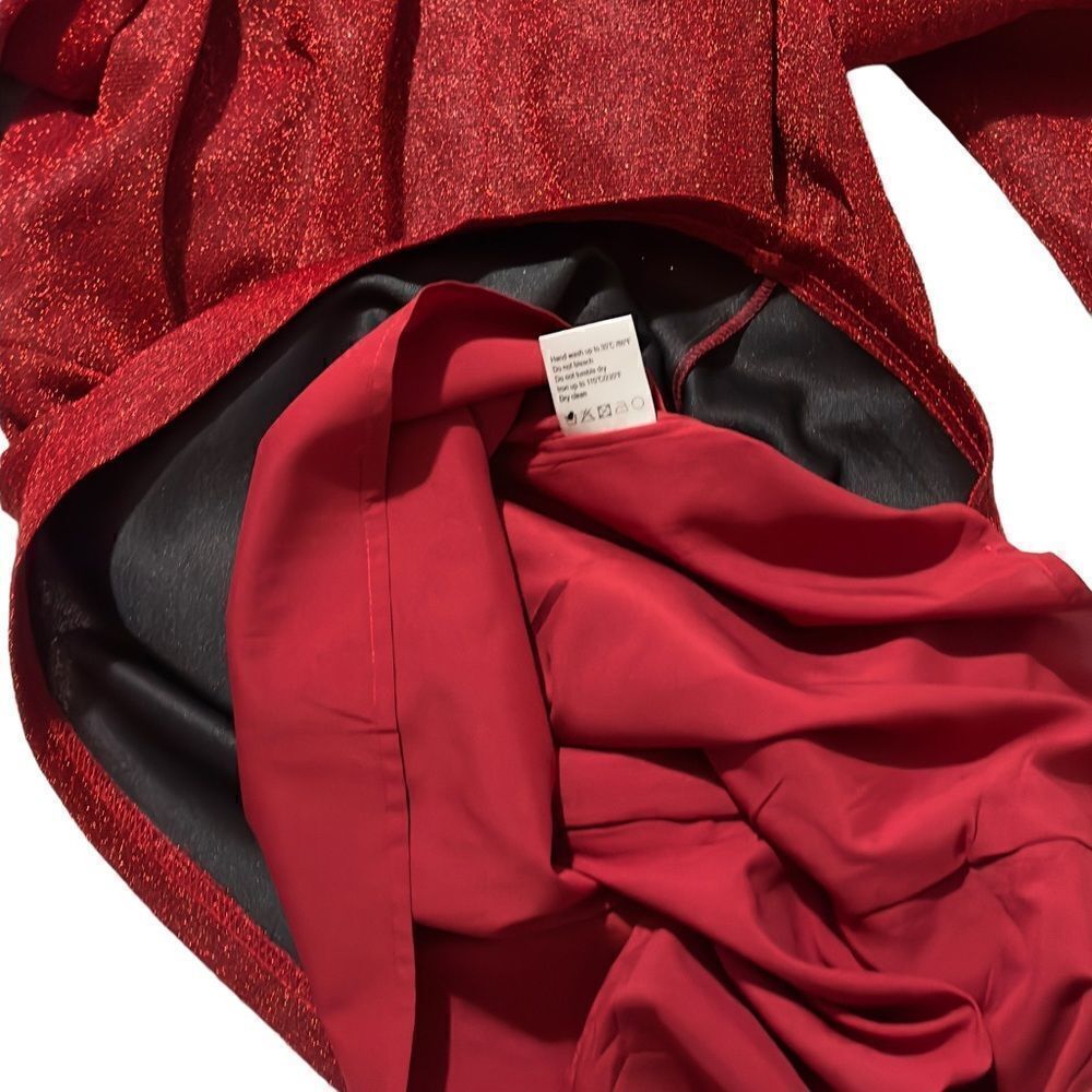 LEA & VIOLA Shimmer Overlay Dress Red MEDIUM - Picture 10 of 16